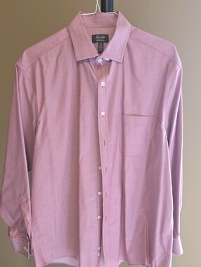 Tasso Elba Men’s Long-Sleeve Dress Shirt - Dusty Rose XL EUC